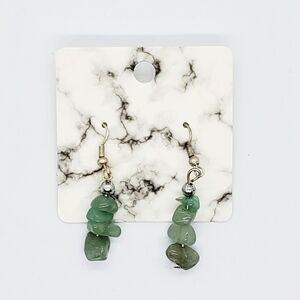 Handmade Green Crystal Stone Dangle Earrings NWOT
